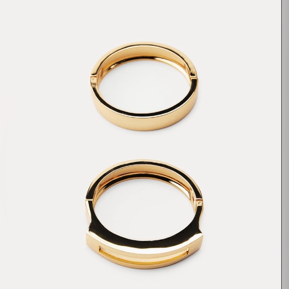 Zara - Gold Tone Pair of Rigid Bracelets - NWT - Picture 2 of 6